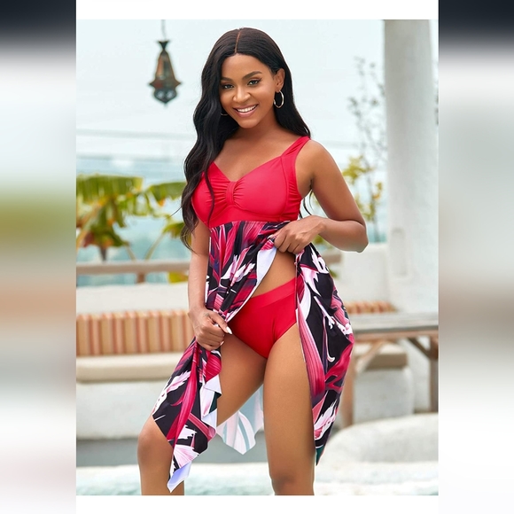 2/$35 NWOT BUCOTA Floral Style Swimdress XL Two Piece Tankini Bathing Suit. - Picture 3 of 6